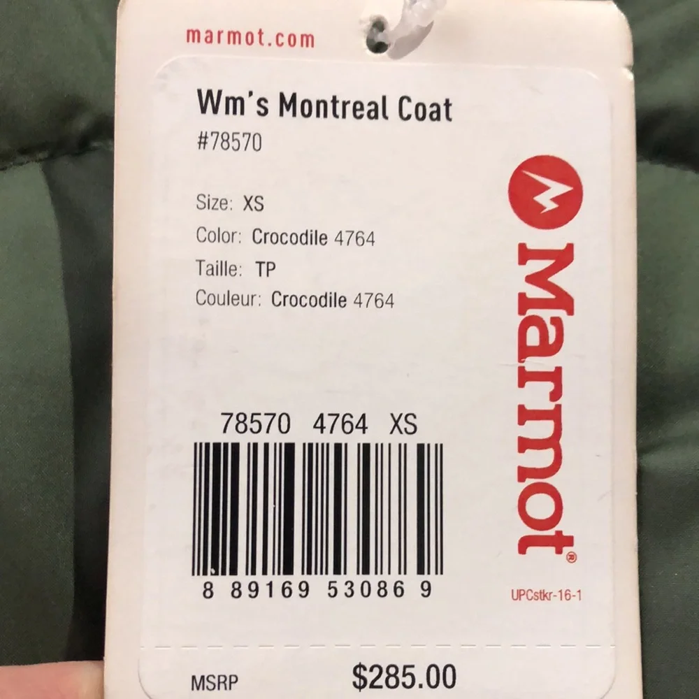 NEW Marmot Montreal Removable Faux Faux Down Long Winter Coat, Size XS, Green